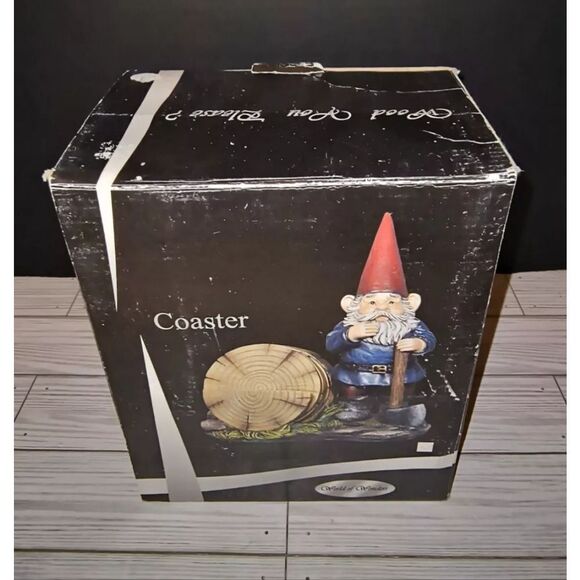 DWK 8" Lumberjack Gnome Coasters Set Display Figurine Decor 2007 New - Picture 8 of 9